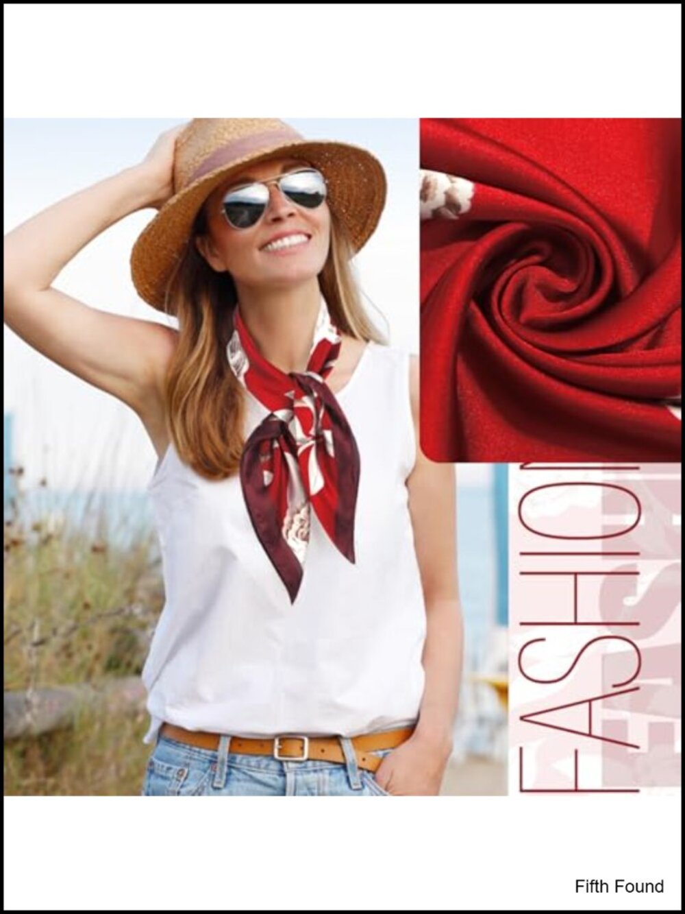 Premium Silk Neck Scarf for Women - Lightweight Fashion Square Bandana - Picture 4 of 6